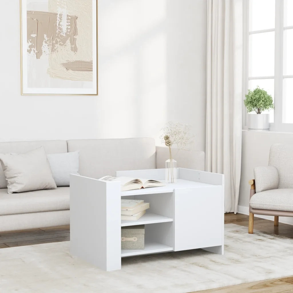 Tavolino da salotto | Tavolino da caff¨¨ | Tavolino da Soggiorno Bianco 80x50x50 cm in Legno Multistrato