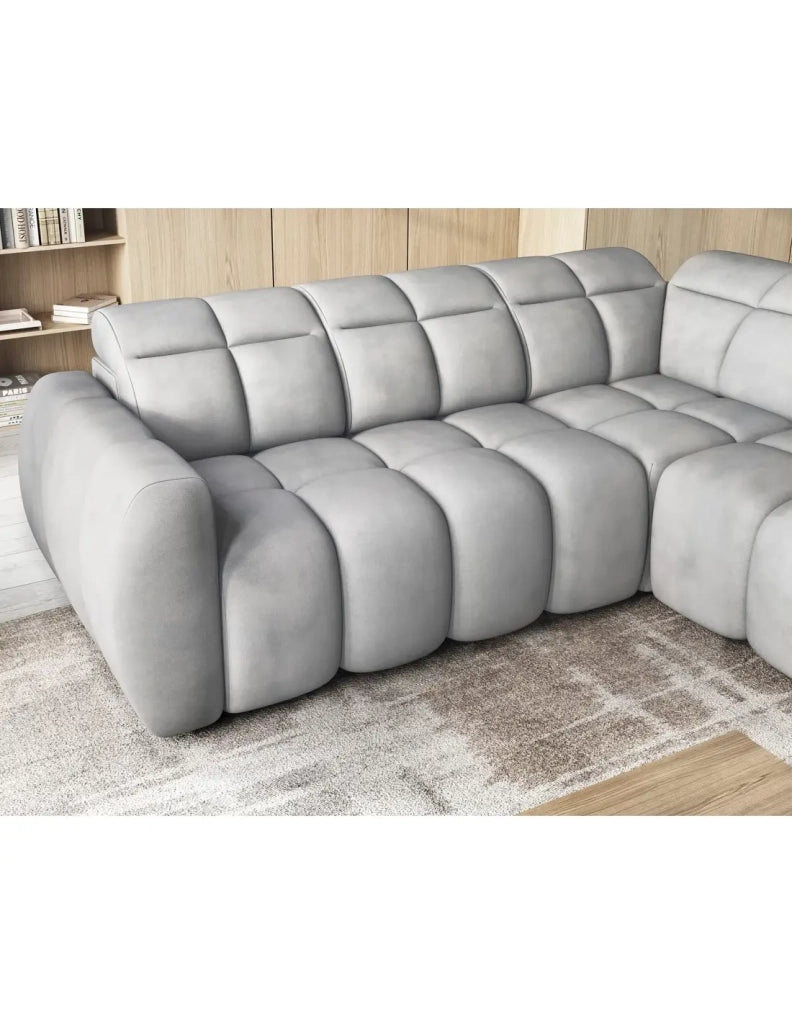 Divano ad angolo elettrico RONDA 4 posti grigio – angolo destro