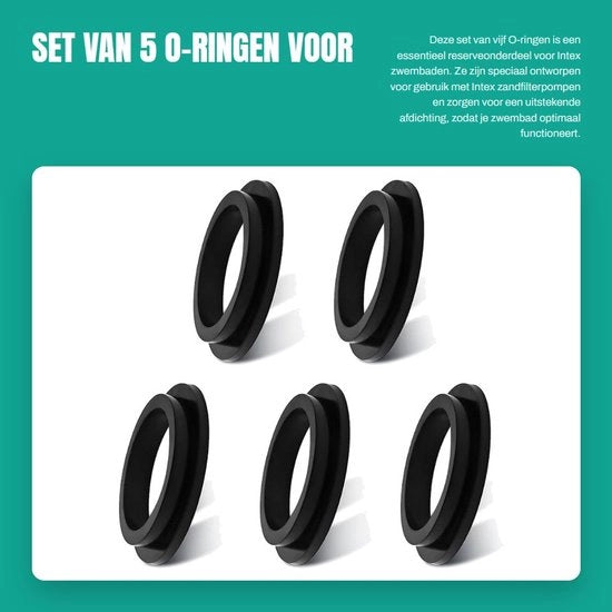 Set di O-ringen 5 pezzi - Anelli di sigillatura per pompe di piscina - Anelli di sigillatura per sanitari - Ricambi di riserva - Alta qualità di sigillatura - Facile da installare