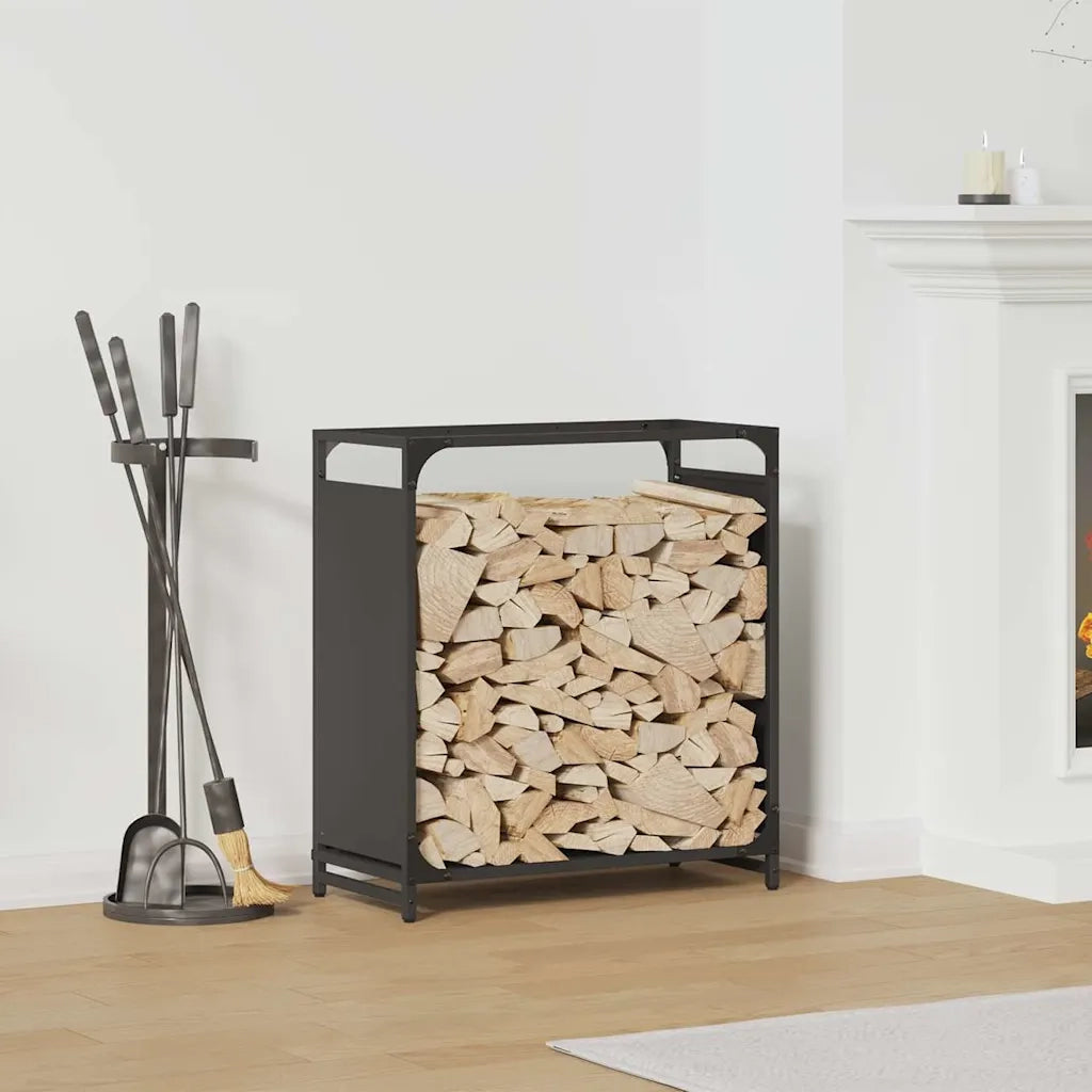 Rastrelliera per Legna da Ardere Nera 60x28x65 cm CFW5867103