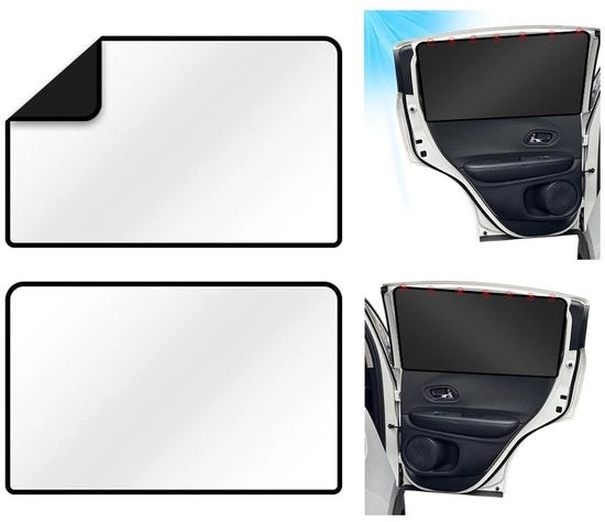 Sistema di Ombreggiamento per Auto - 2 Pezzi - Blocca Radiazioni UV - Magnetico - Vetrata Anteriore/Posteriore - Protegge Bambini/Animali Domestici - Nero 23x48/50x78 cm - Ombreggiatore per Auto