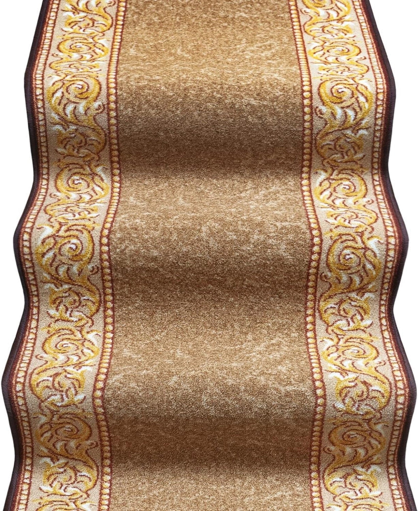 Passatoia Scala Bordata 67x800 cm Ingresso Corridoio Tappeto Cucina Gradini Stile Barocco Marrone