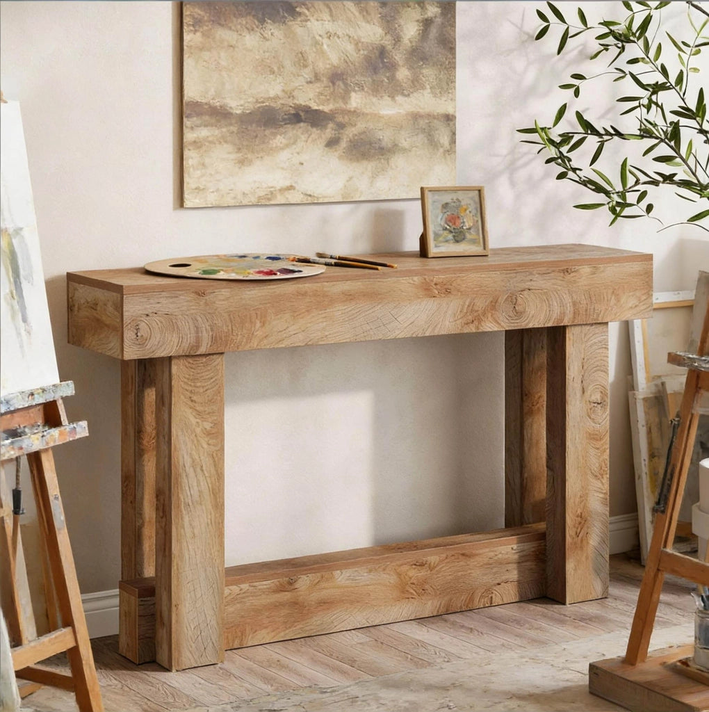 Tavolo consolle 160x30 cm marrone con ripiano inferiore