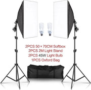 Lampade per Fotografia - Zaino - 2 Lampade 45W - Bianco - Supporti Neri - Altezza Regolabile - Massimo 2M di Altezza
