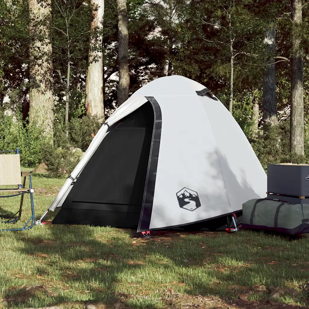 Tenda Campeggio a Cupola 2 Persone Bianca Tessuto Impermeabile 94330