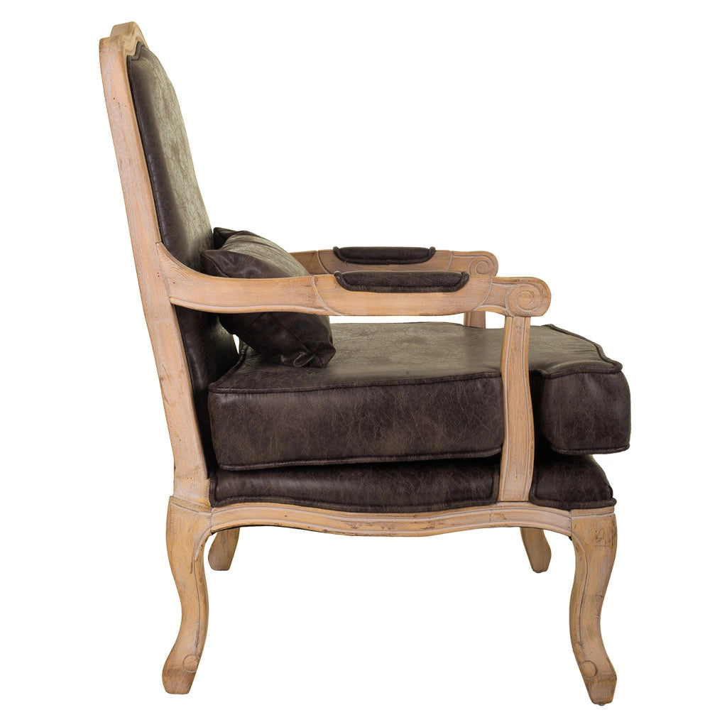 Poltrona in legno imbottita marrone 64x72x92h