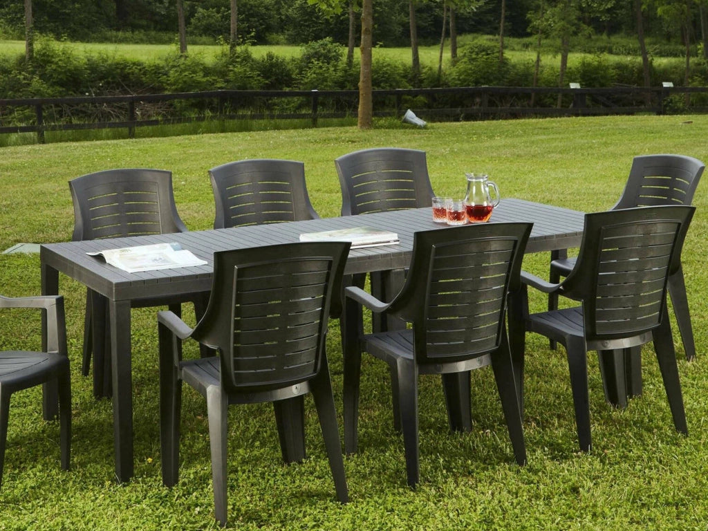 Arabesch, Tavolo da Esterno 10 Posti Made in Italy, 90x220x72h cm Nero Antracite