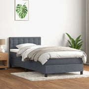Giroletto a Molle con Materasso Grigio Scuro 80x210 cm Velluto