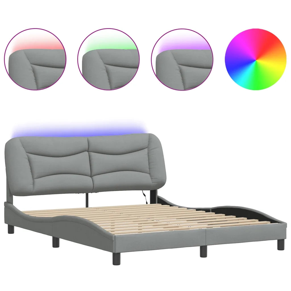 Giroletto con LED senza Materasso-Struttura Letto Hvar 160x200 cm Tessuto 673815