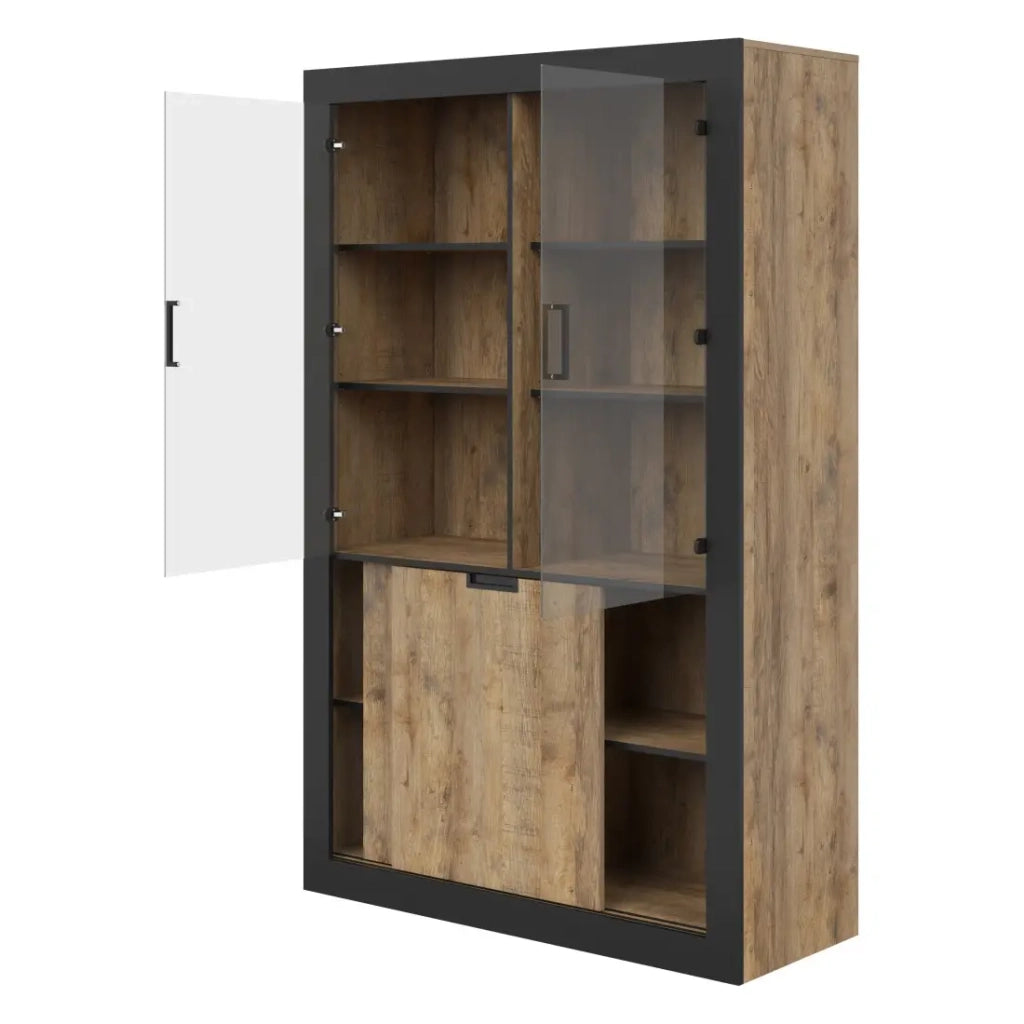 Vetrina design collezione MEUNIER colori Quercia samdal e nero opaco – 4 porte