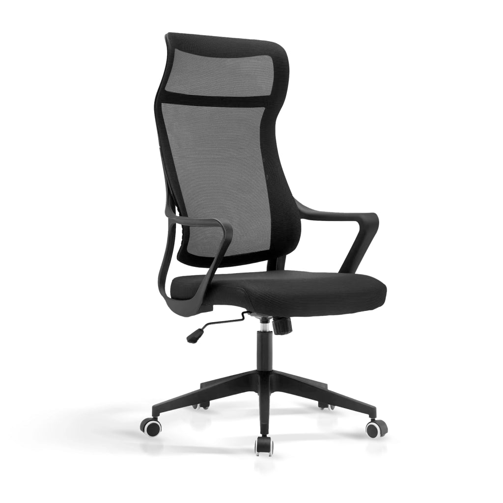 Sedia studio Hispanohogar altezza regolabile in tessuto nero 127x67x69