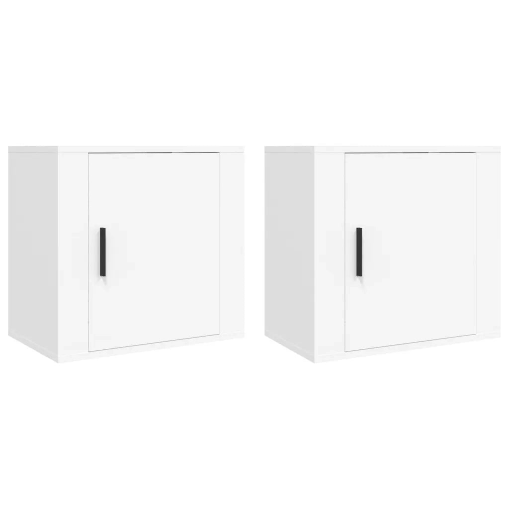 Set di 2 Comodini | Armadio da Notte | Mobiletto da notte a Muro Bianchi 50x36x47 cm