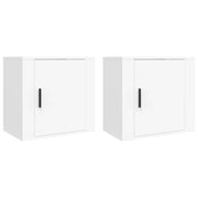Set di 2 Comodini | Armadio da Notte | Mobiletto da notte a Muro Bianchi 50x36x47 cm