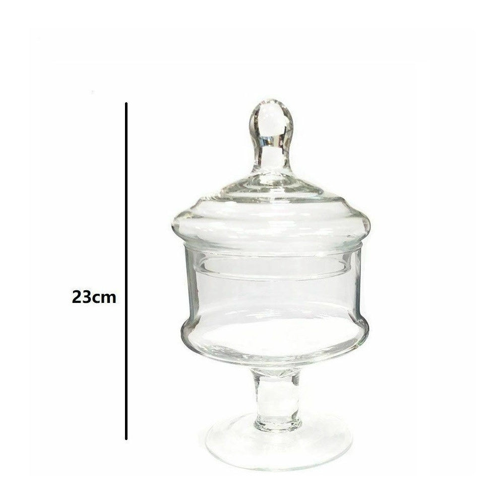 Trade Shop - Vaso Con Coperchio Ampolla Alzatina Biscottiera Per Confettata Vetro 28cm -