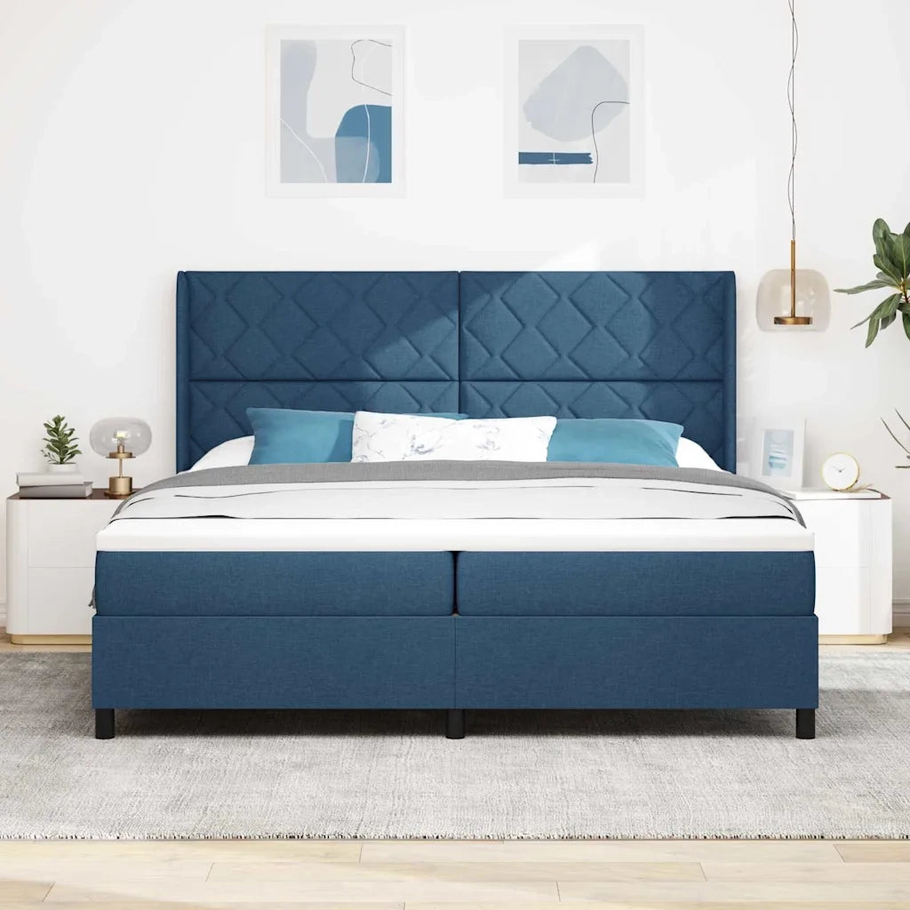 Letto a Sorgente LED con materasso Blu 200 x 200 cm Tessuto