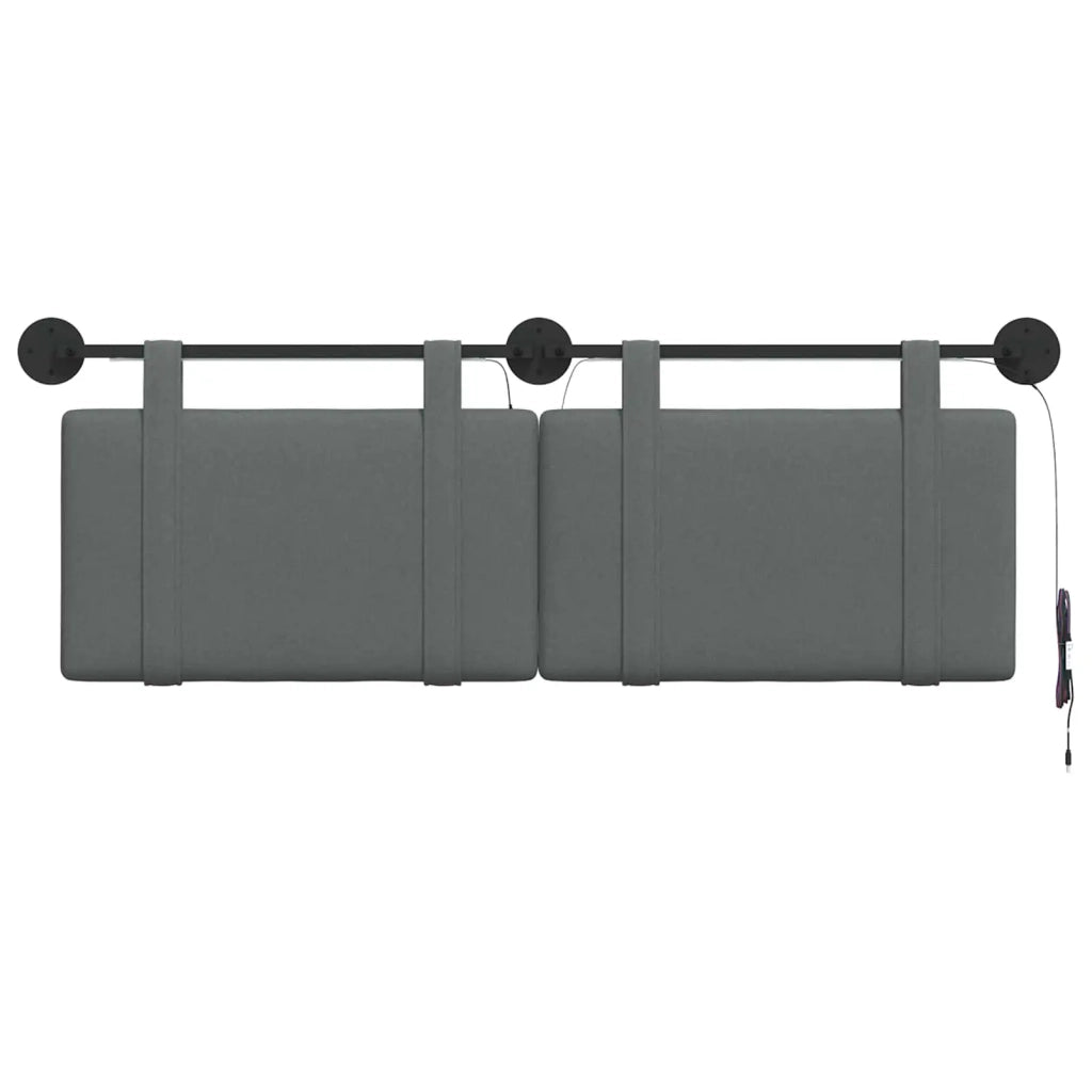 Testiera sospesa Con luce LED Grigio Scuro Tessuto