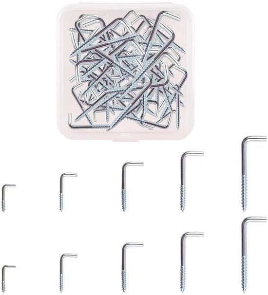 Haken a forma L - multifunzionali e resistenti - set da 120 pezzi - acciaio di carbonio