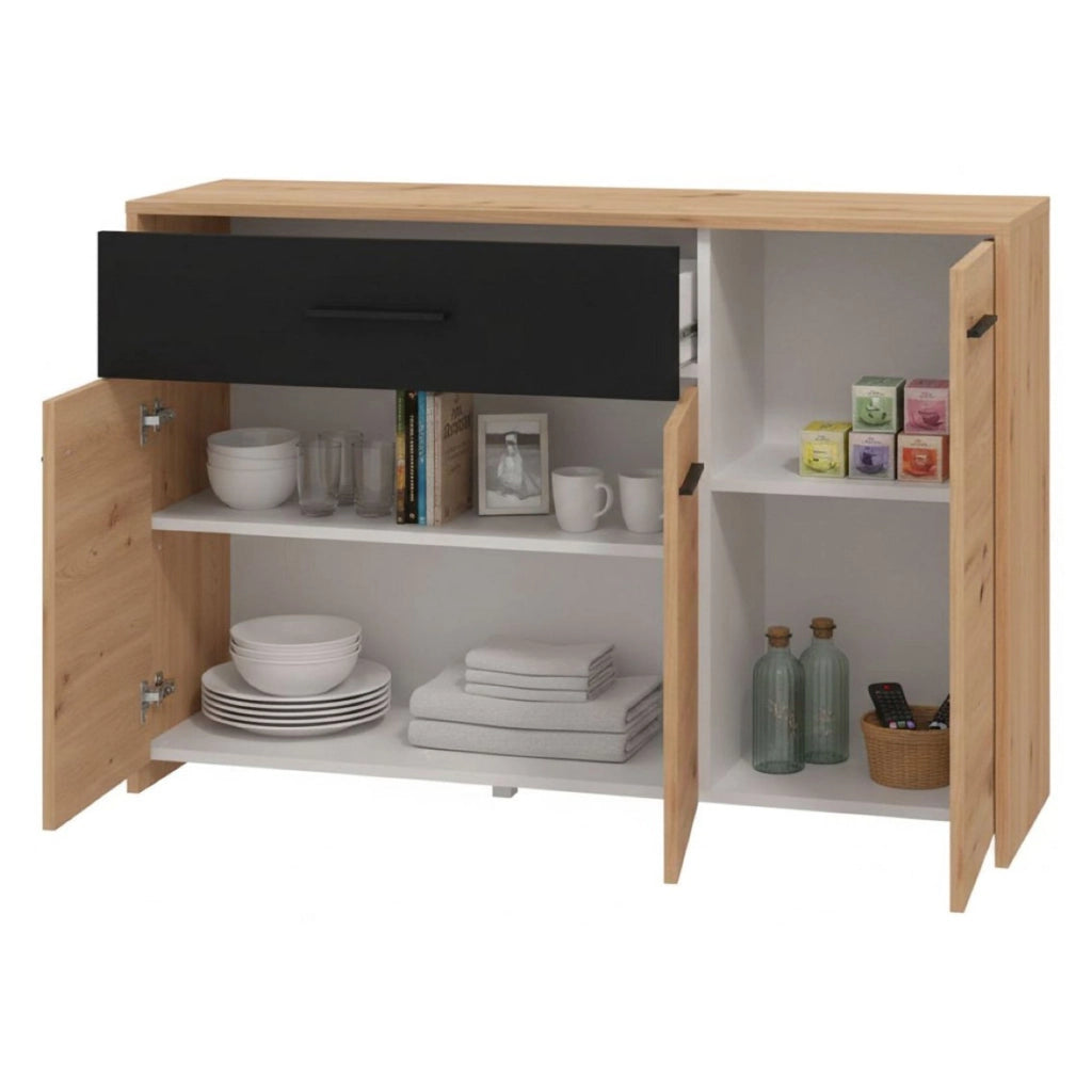 Madia Sanza, Credenza 2 Ripiani, 119x33x80.5h cm Marrone Rovere Nodi