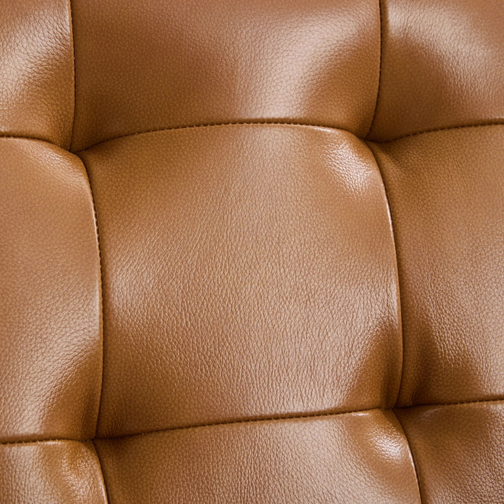Poltrona Loungesessel con Schienale con Cuciture Pull-Point e Struttura Stabile, in Pelle, Legno, Marrone Chiaro