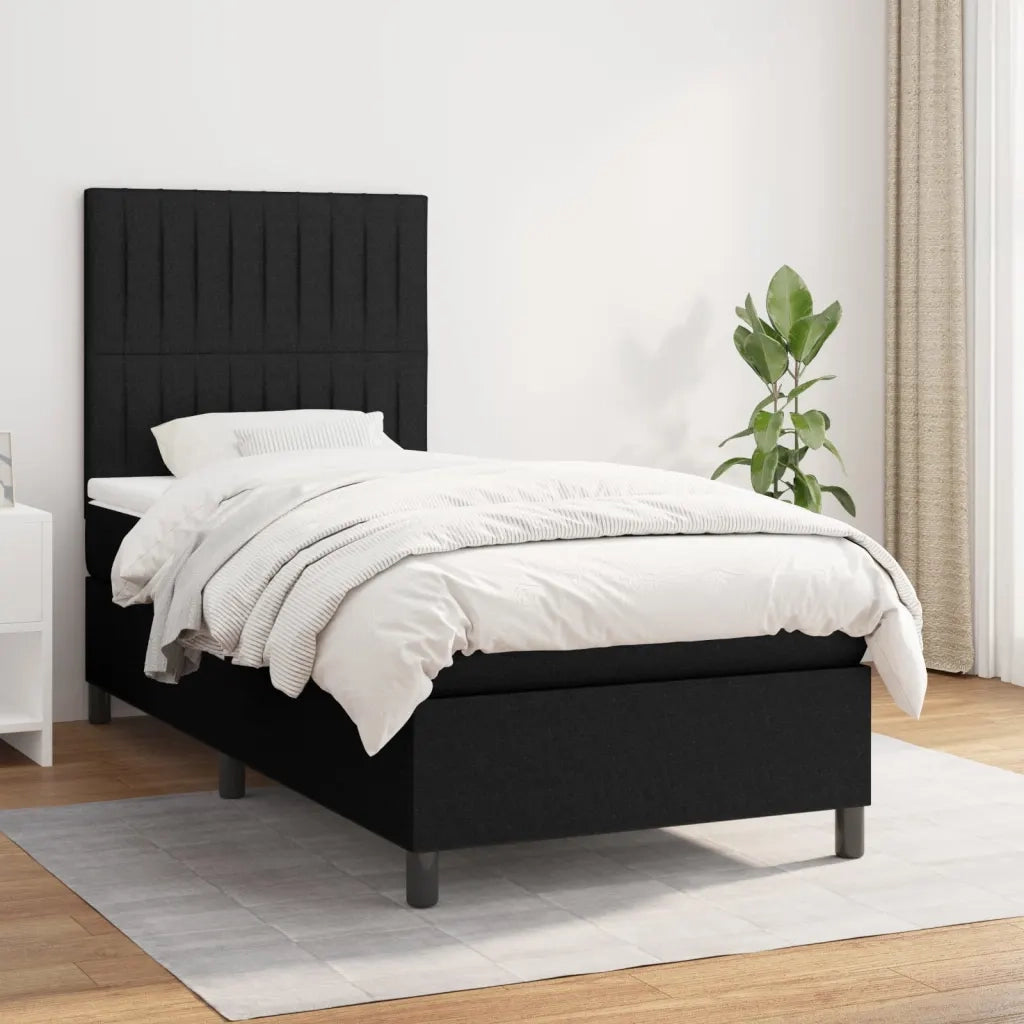 Giroletto a Molle con Materasso-Struttura Letto Nero 80x200 cm inTessuto 221752