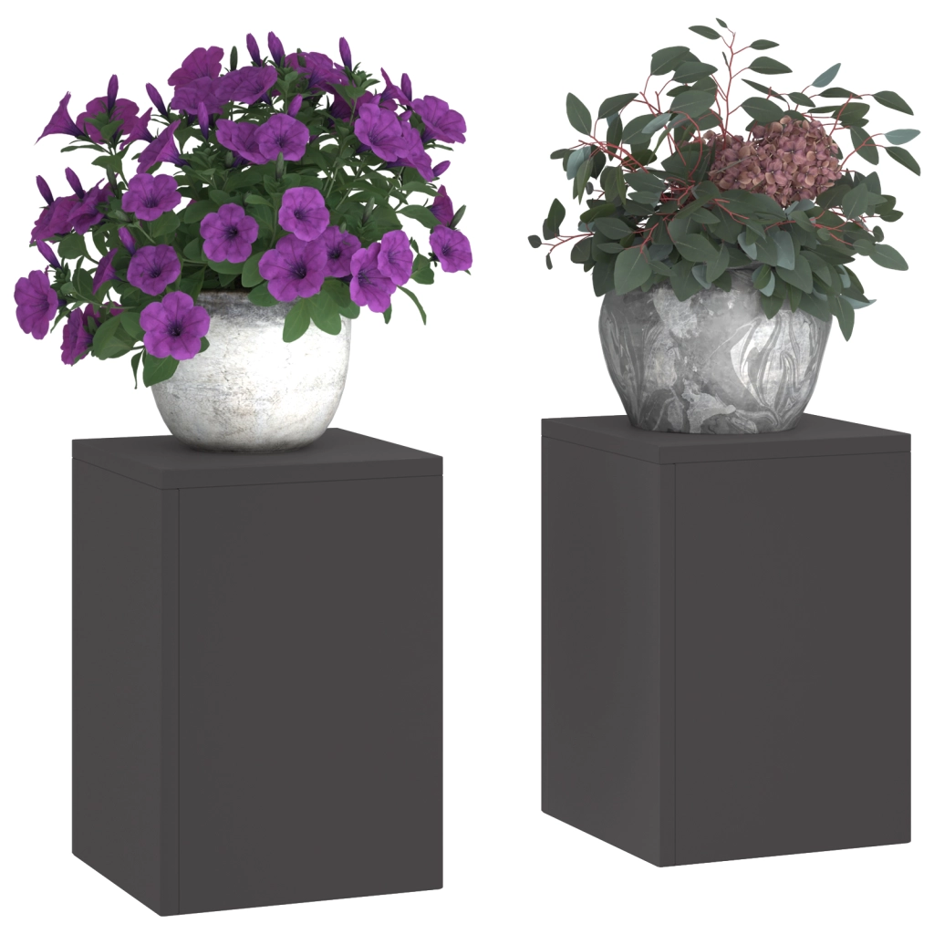 Stands per Piante da Esterno Pilastri 2 pz Nero 24x24x35 cm Acciaio