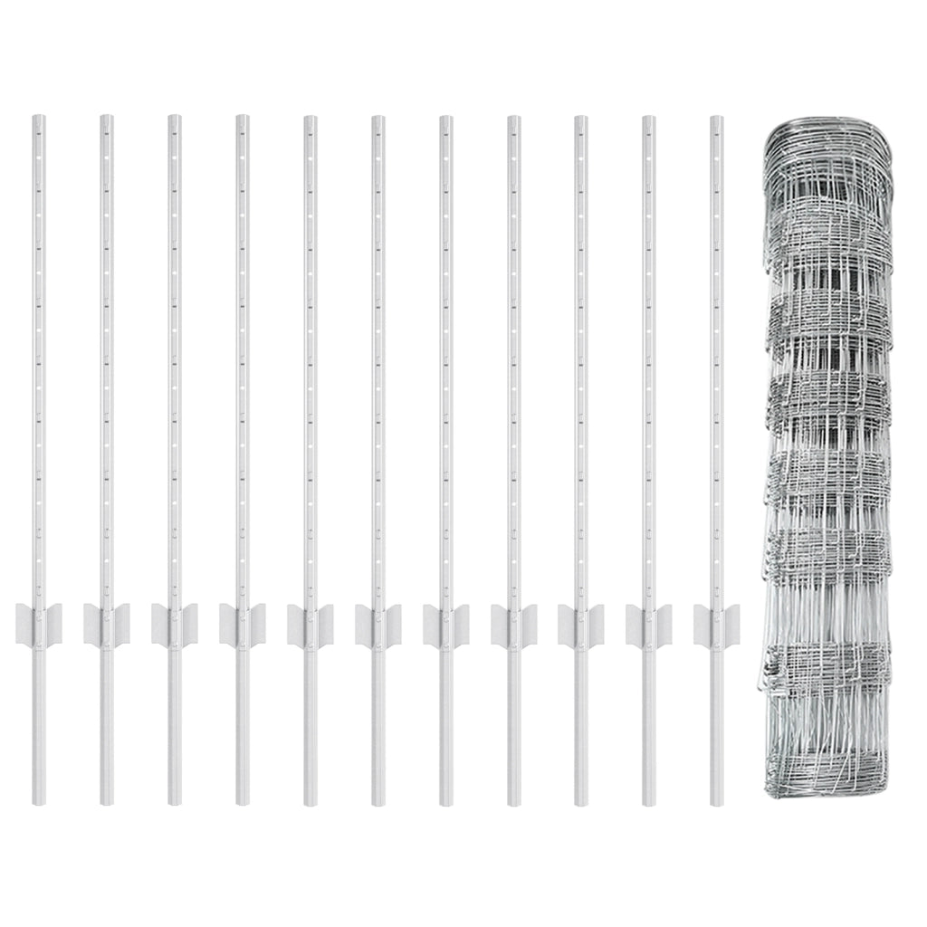 Pali di Recinzione vitaXL 11 pcs U-Channel 80 cm Acciaio Zincato