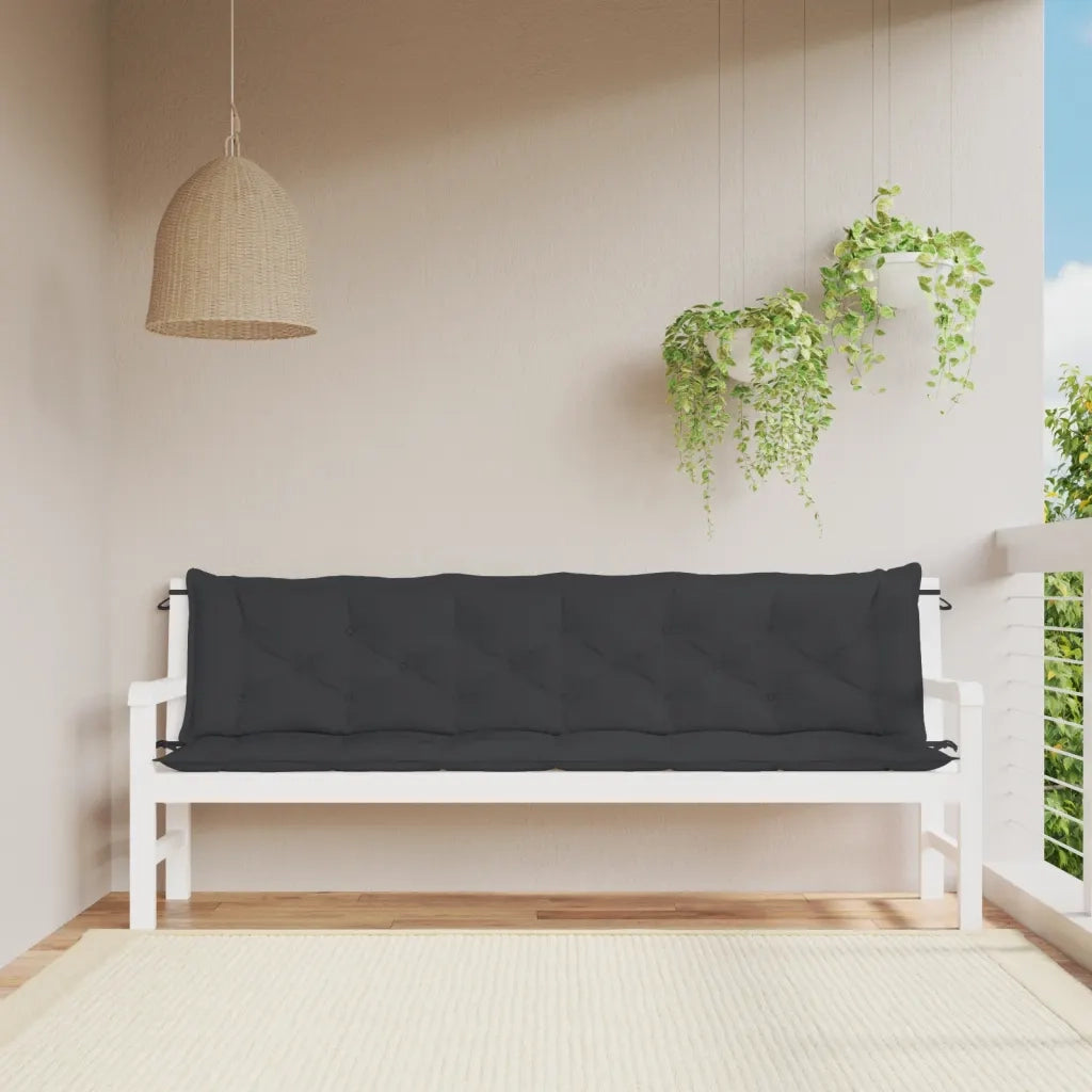 Cuscini per Panca 2 pz-Set di 2 Cuscini per panchina Neri 200x50x7 cm in Tessuto Oxford
