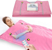 Sauna infrarossa a due zone portatile per uso domestico digitale sauna di rilassamento sudorazione depurazione trattamento della pelle (rosa)