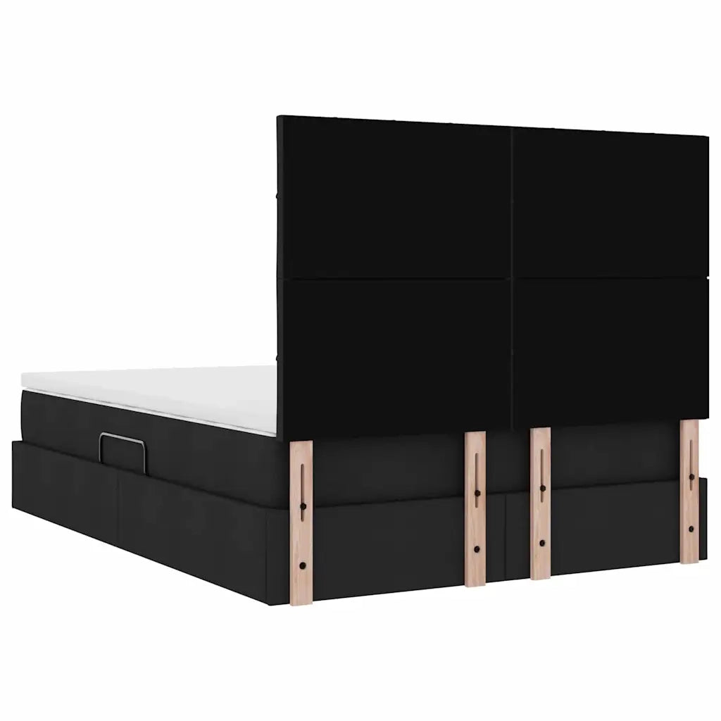 Letto con contenitore e materasso Nero 140 x 190 cm Poliestere