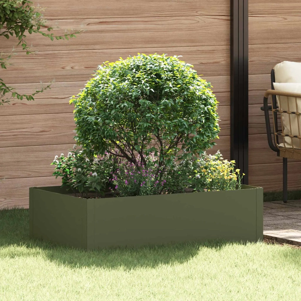 Bordura per Prato 100 x 60 x 35 cm Acciaio Verde Oliva 8008951