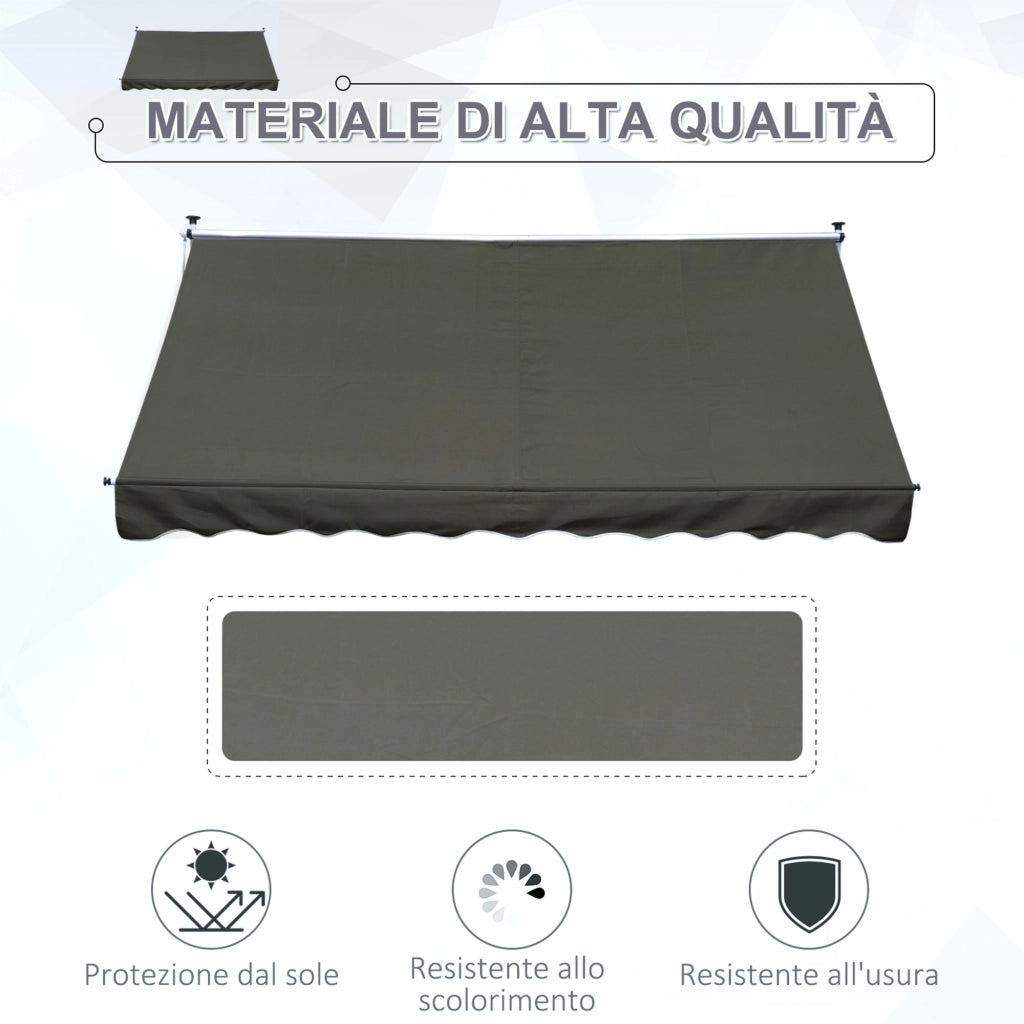 Tenda da Sole 3x1.5 m ¨C Zephmum ¨C Grigio Poliestere Metallo