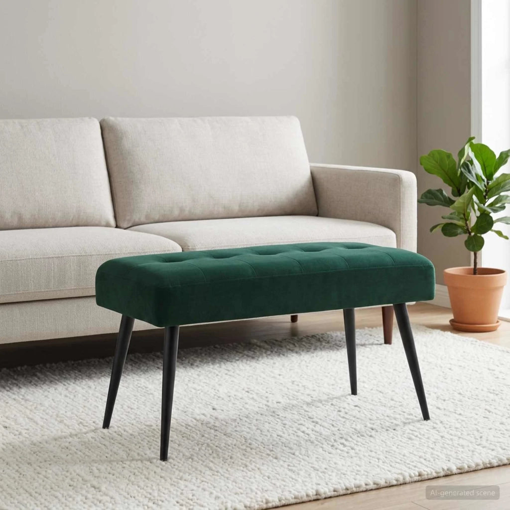 Panchina con bottoni imbottiti Verde Scuro 80 x 40 x 46 cm 42038517