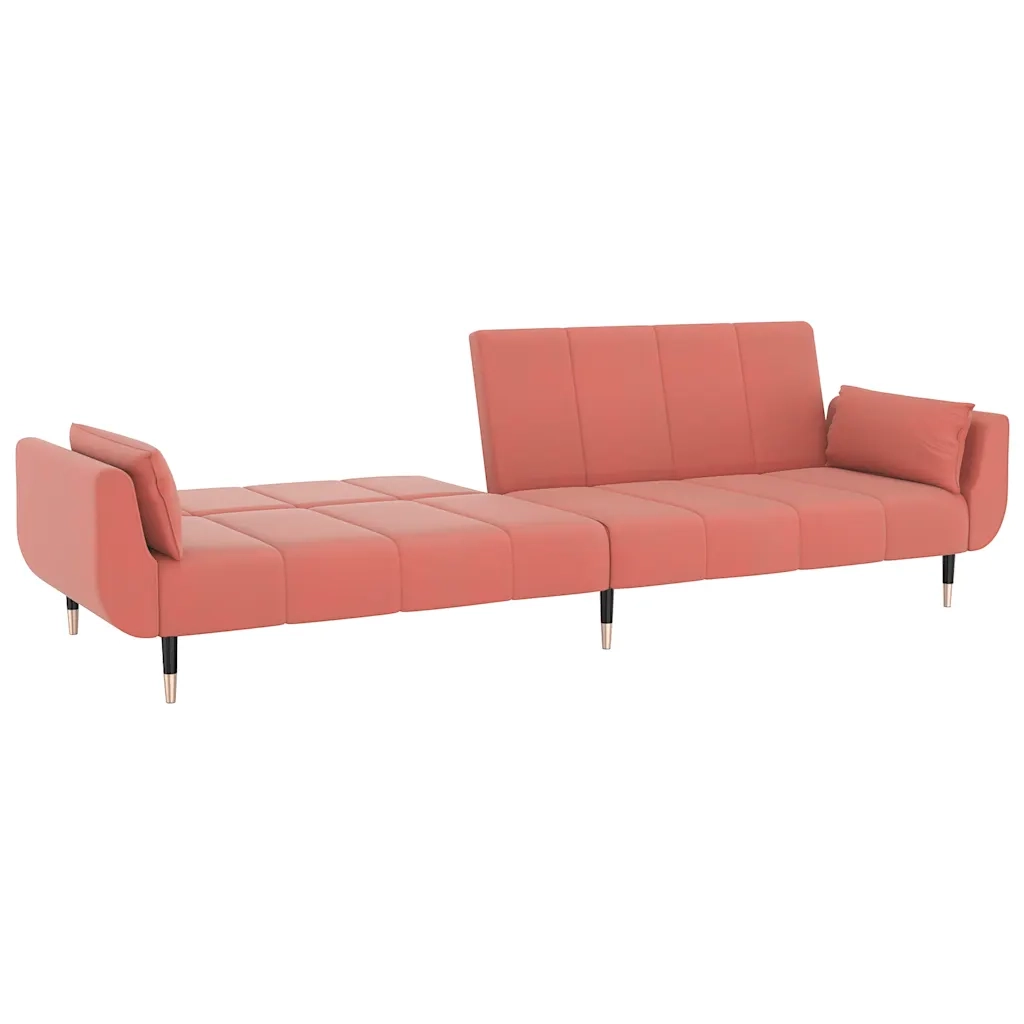 Divano letto | Sof¨¤ letto | Letto singolo a 2 Posti con 2 Cuscini Rosa in Velluto