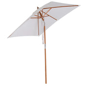 OMBRELLONE DA GIARDINO INCLINABILE A 6 STECCHE E PALO IN LEGNO BEIGE 200 X150 CM