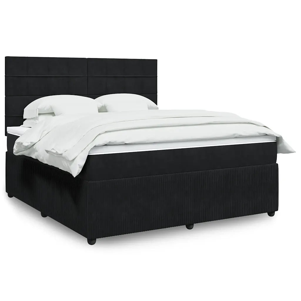 Giroletto a Molle con Materasso Nero 180x200 cm in Velluto 3292408