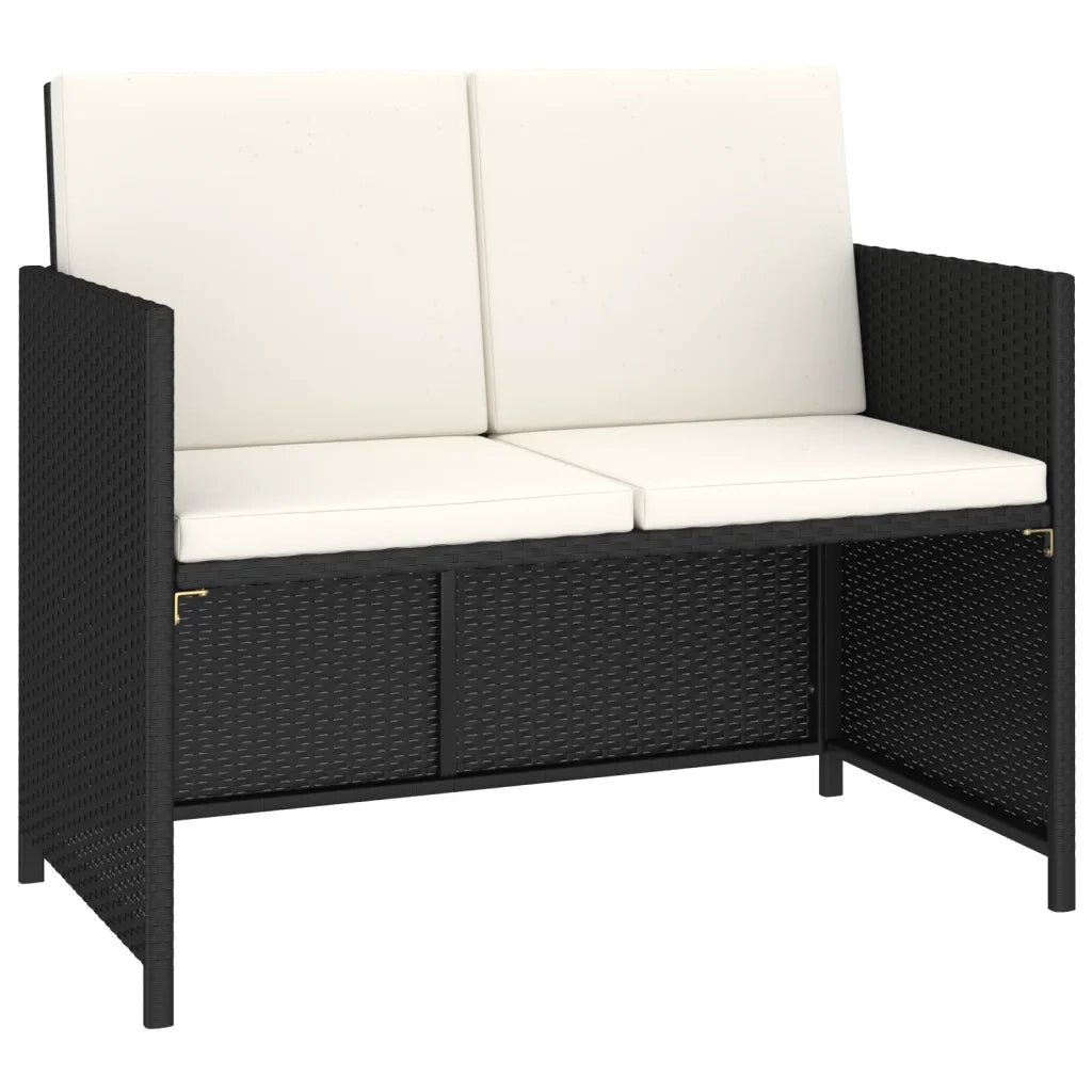 Set da Pranzo per Esterni 6 pz con Cuscini in Polyrattan Nero cod mxl 35535