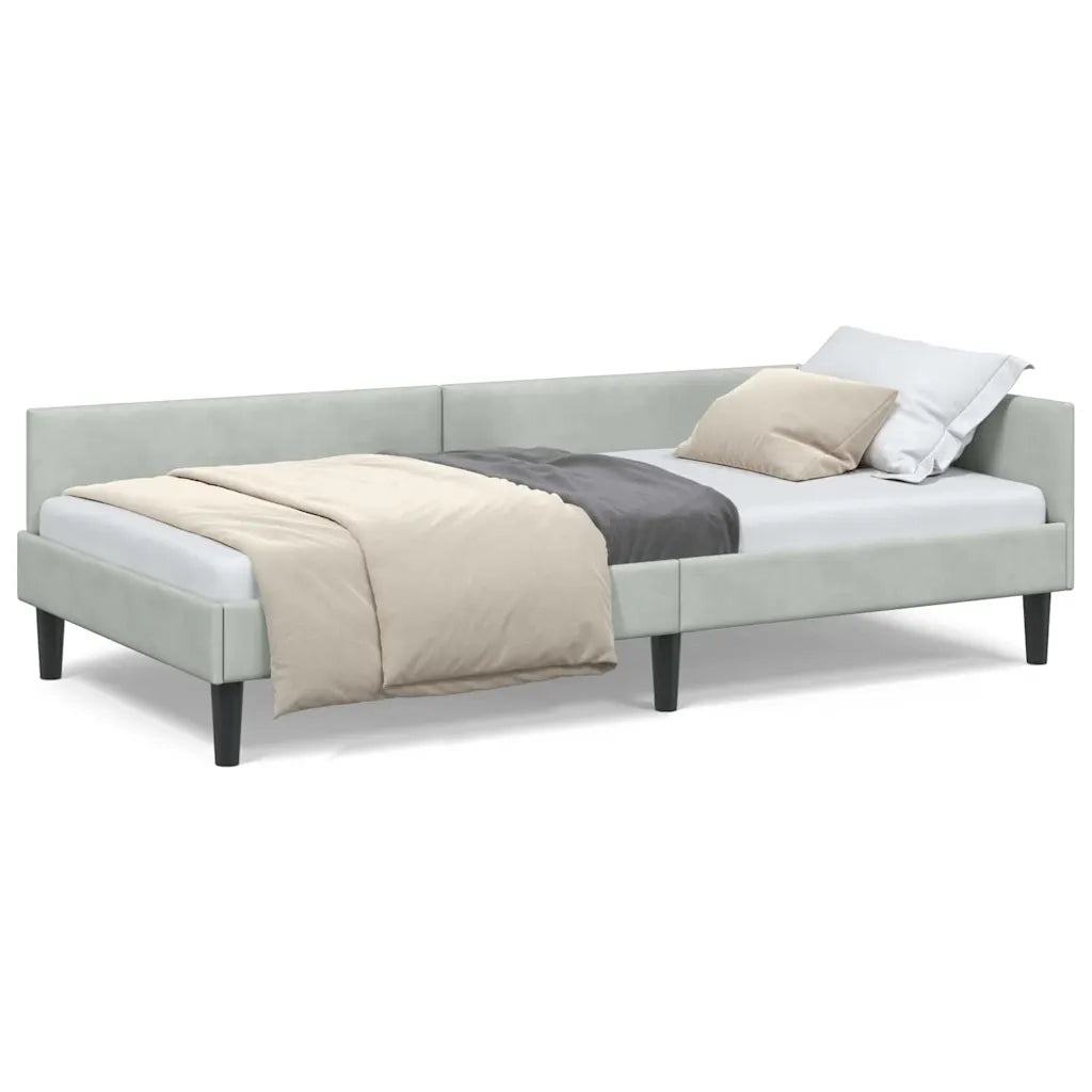 vidaXL Struttura del letto ad angolo Grigio chiaro 90 x 190 cm