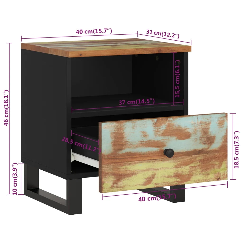Comodino in Legno Massello di Recupero e Legno Multistrato 350652