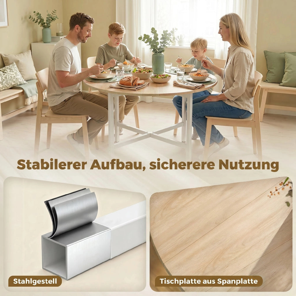 Tavolo da pranzo pieghevole rotondo ¨C zephmum ¨C legno effetto naturale 80 cm