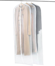 Set da 3 pezzi di contenitore per abiti lungo, 60x180cm contenitori per abiti con chiusura a righello in PEVA trasparente, contenitori per abiti impermeabili, contenitori per protezione abiti per abiti da sera, giacche, gonne e camicie