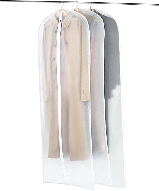 Set da 3 pezzi di contenitore per abiti lungo, 60x180cm contenitori per abiti con chiusura a righello in PEVA trasparente, contenitori per abiti impermeabili, contenitori per protezione abiti per abiti da sera, giacche, gonne e camicie