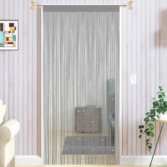 Tessuto di perle per porte e porte balconi - Rete antizanzare, Protezione insetti, Decorativo, 90 x 200 cm, Grigio