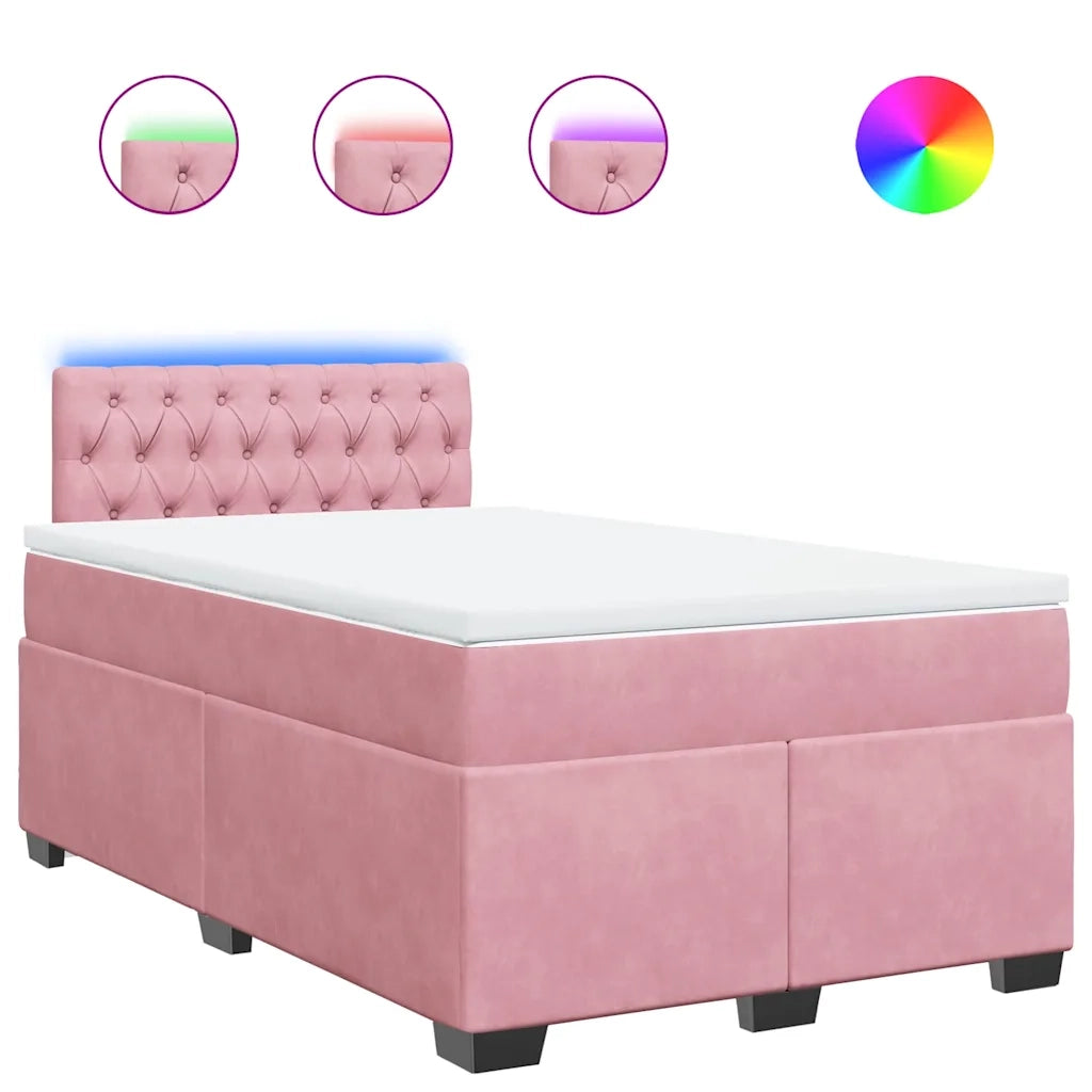 Giroletto a Molle con Materasso Rosa 120x190 cm in Velluto