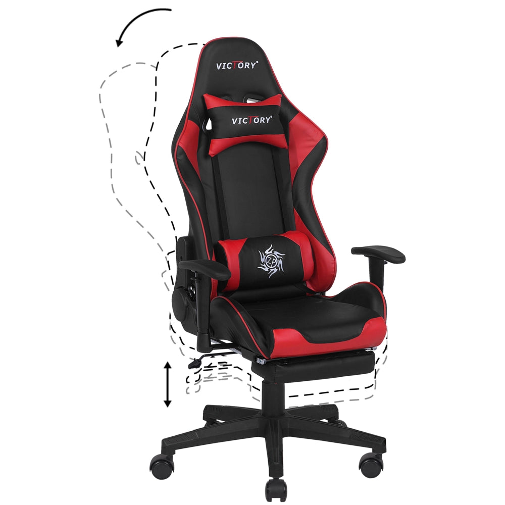 Sedia Gaming Nero Rosso Ecopelle Girevole Regolabile Braccioli e Poggiapiedi Regolabile in Altezza Moderna