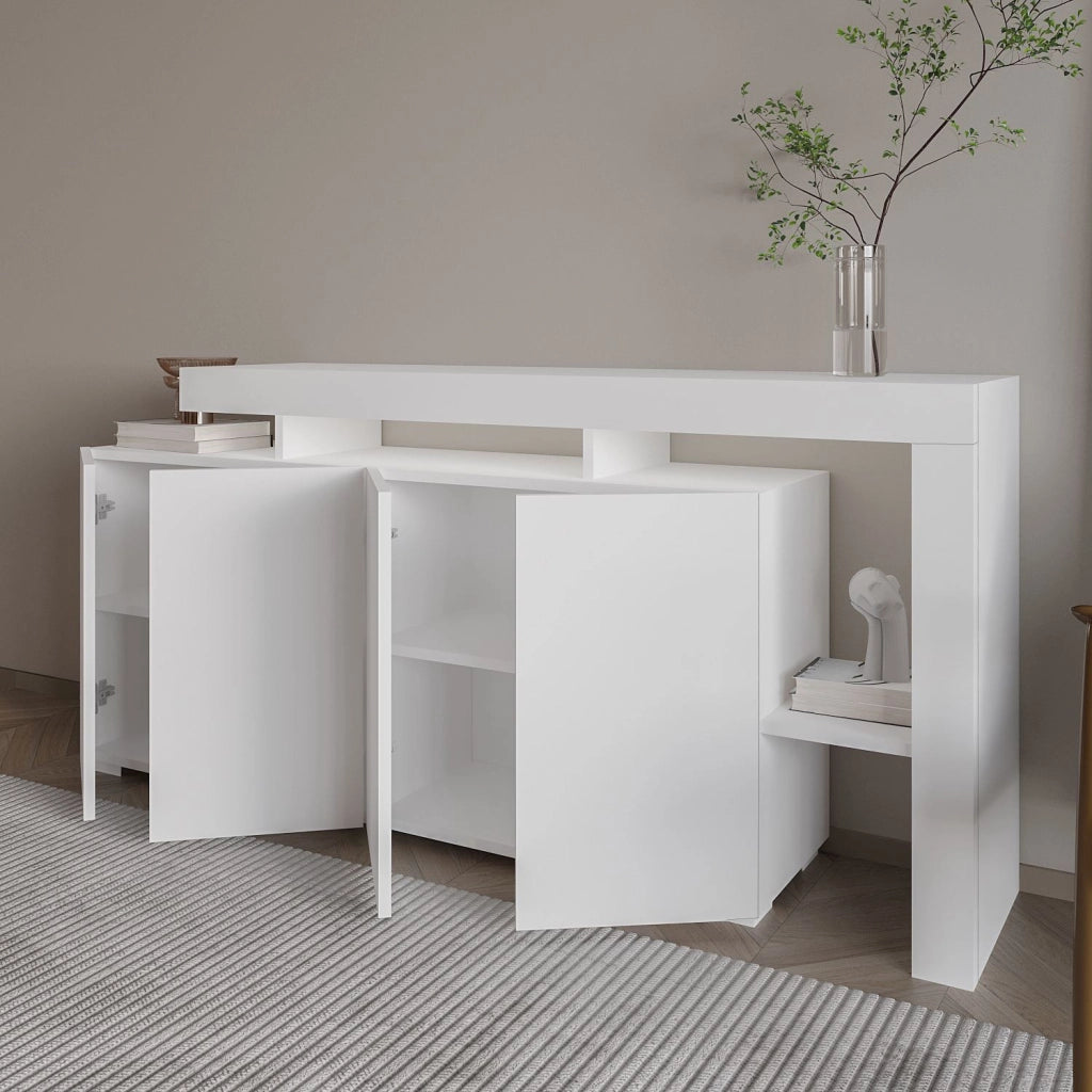 Credenza in legno "Beliz" - 170 x 35 x 80 cm - Bianco