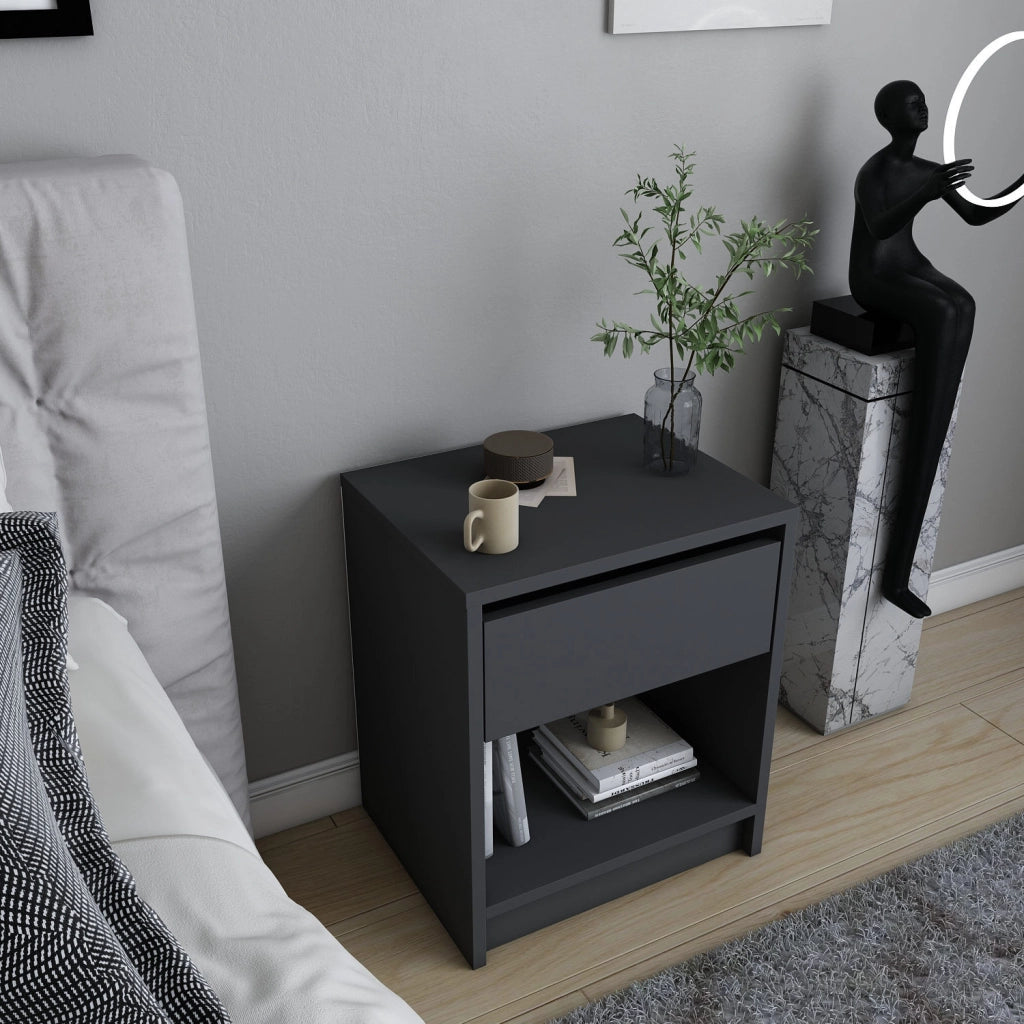 Comodino in legno "Sheridan" - 45 x 40 x 53 cm - Grigio antracite