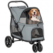 Carrello per Cani Pieghevole con Ruote ¨C zephmum ¨C Grigio 92x63x95 cm