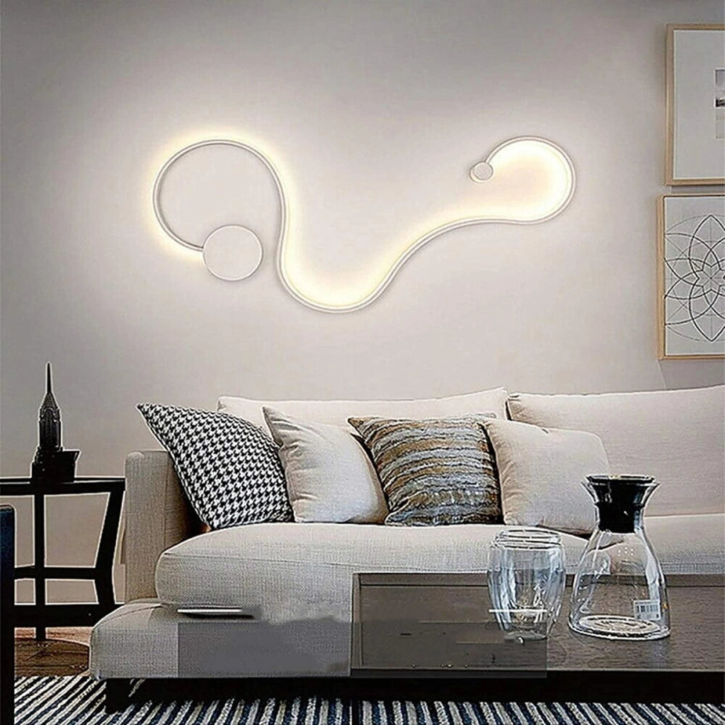 APPLIQUE MODERNO A LED SNAKE SERPENTE CURVO LAMPADA A PARETE MURO LUCE CCT CALDA BIANCA NATURALE E FREDDA LED 20W X INTERNO