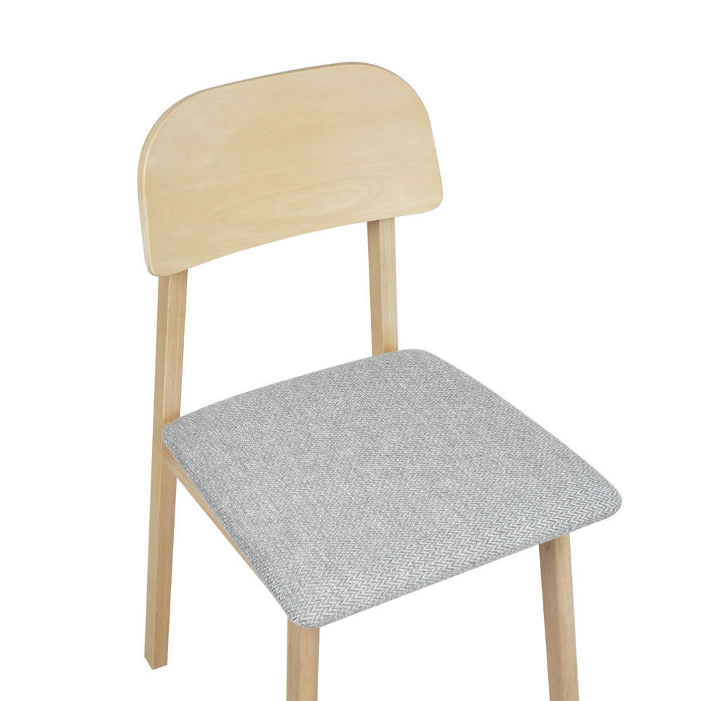 Set di 2 sedie da pranzo Struttura in legno di gomma chiaro Seduta in tessuto poliestere grigio chiaro Senza braccioli Design retrò