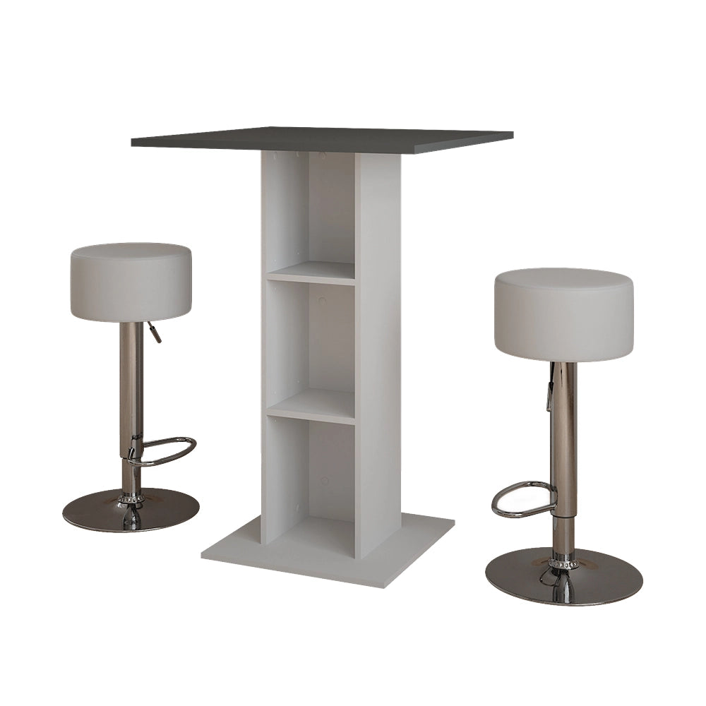 Vicco tavolo bar con sgabelli Bianco/antracite 75 x 75 cm con 2 sgabelli da bar